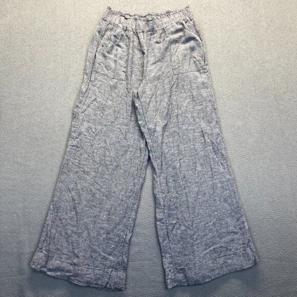 Pant Gray,Wide Leg Women's Size S (4-6) Pockets,Elastic Waist,Y2K,Pull On,Linen - Picture 1 of 7